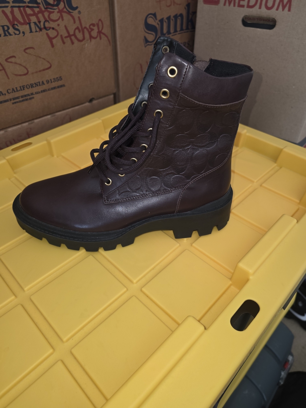 Coach Men’s Brown Leather Combat Boot